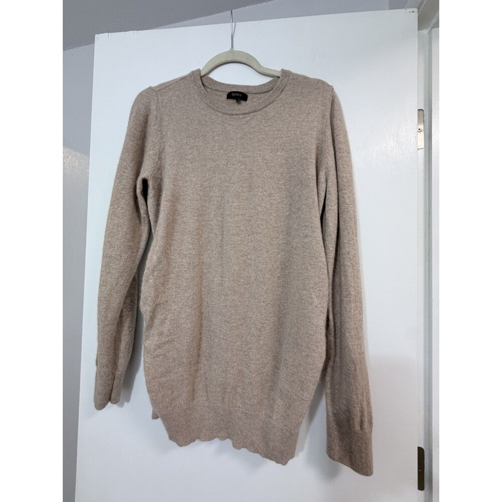 Quince Mongolian Cashmere Maternity Crewneck Sweater Oatmeal Large